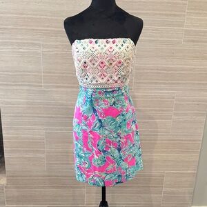 Lilly Pulitzer Strapless Lace and Floral Dress